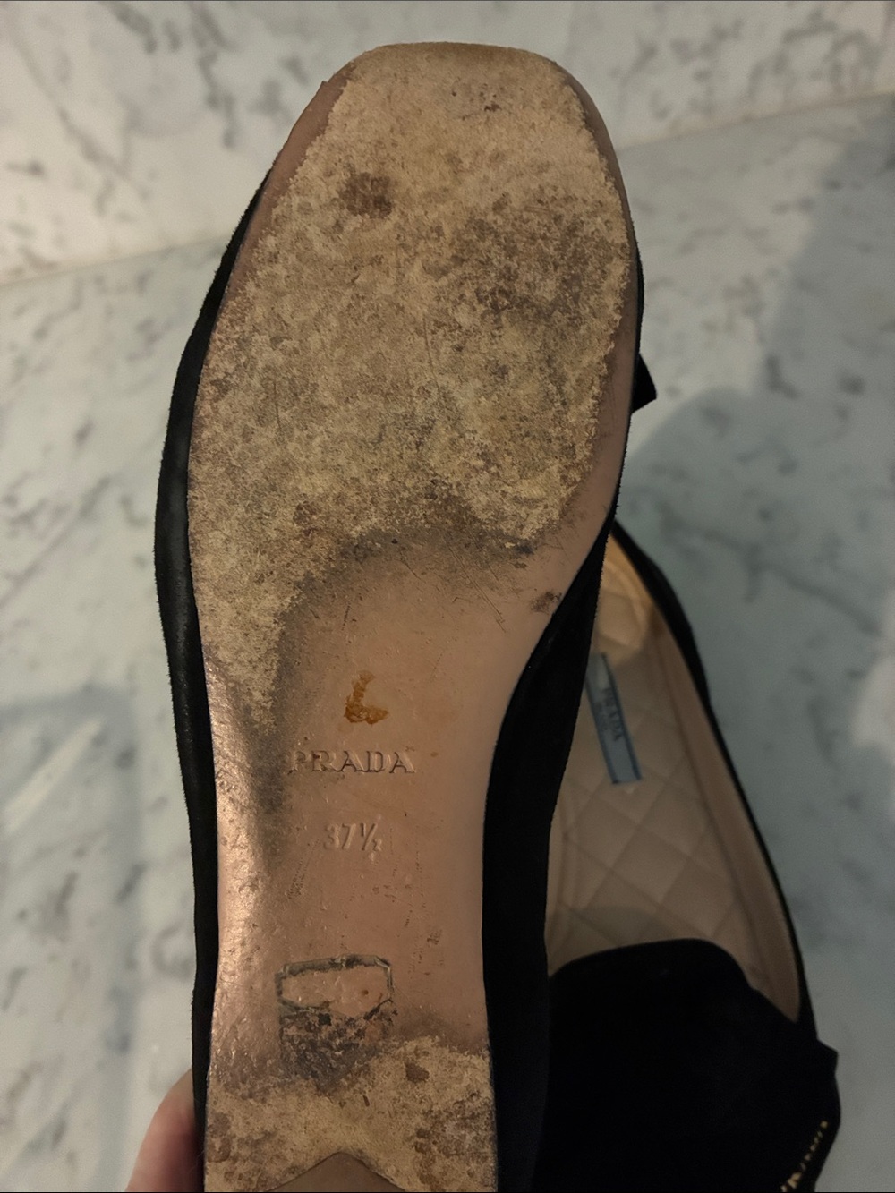 Prada Black Suede Bow Loafers for Women - Picture 2 of 4